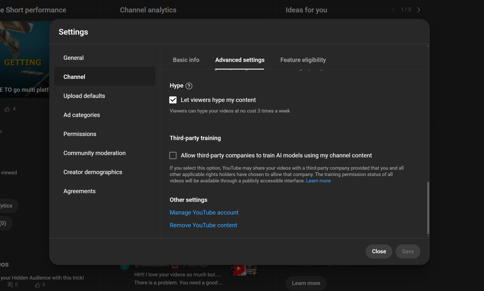 youtube hype button opt in